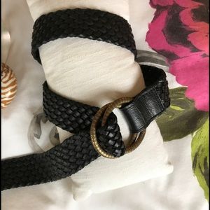 Amboise woven leather belt, two-ring buckle, Paris